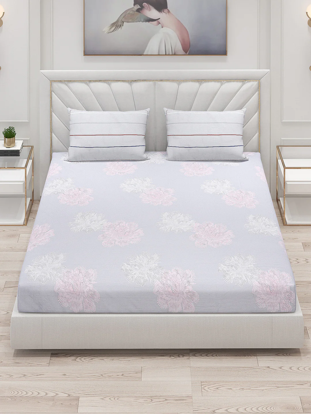 200 TC Cotton Double Bed Bedsheet with 2 Pillow Covers - Image 2