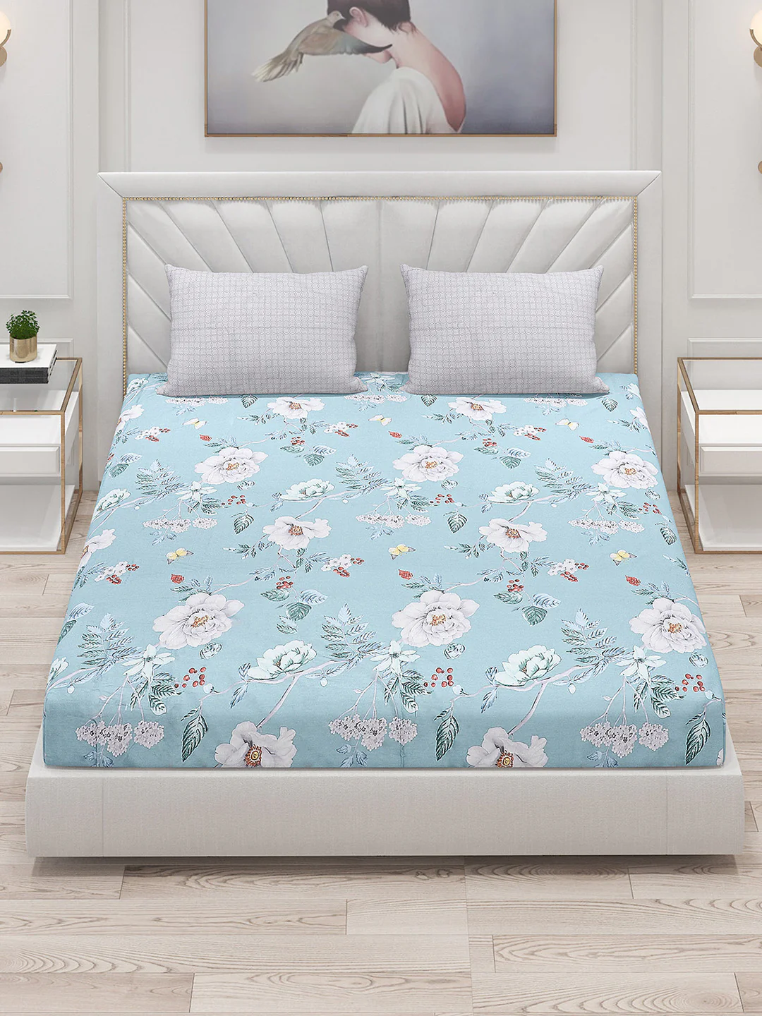 200 TC Cotton Double Bed Bedsheet with 2 Pillow Covers - Image 2