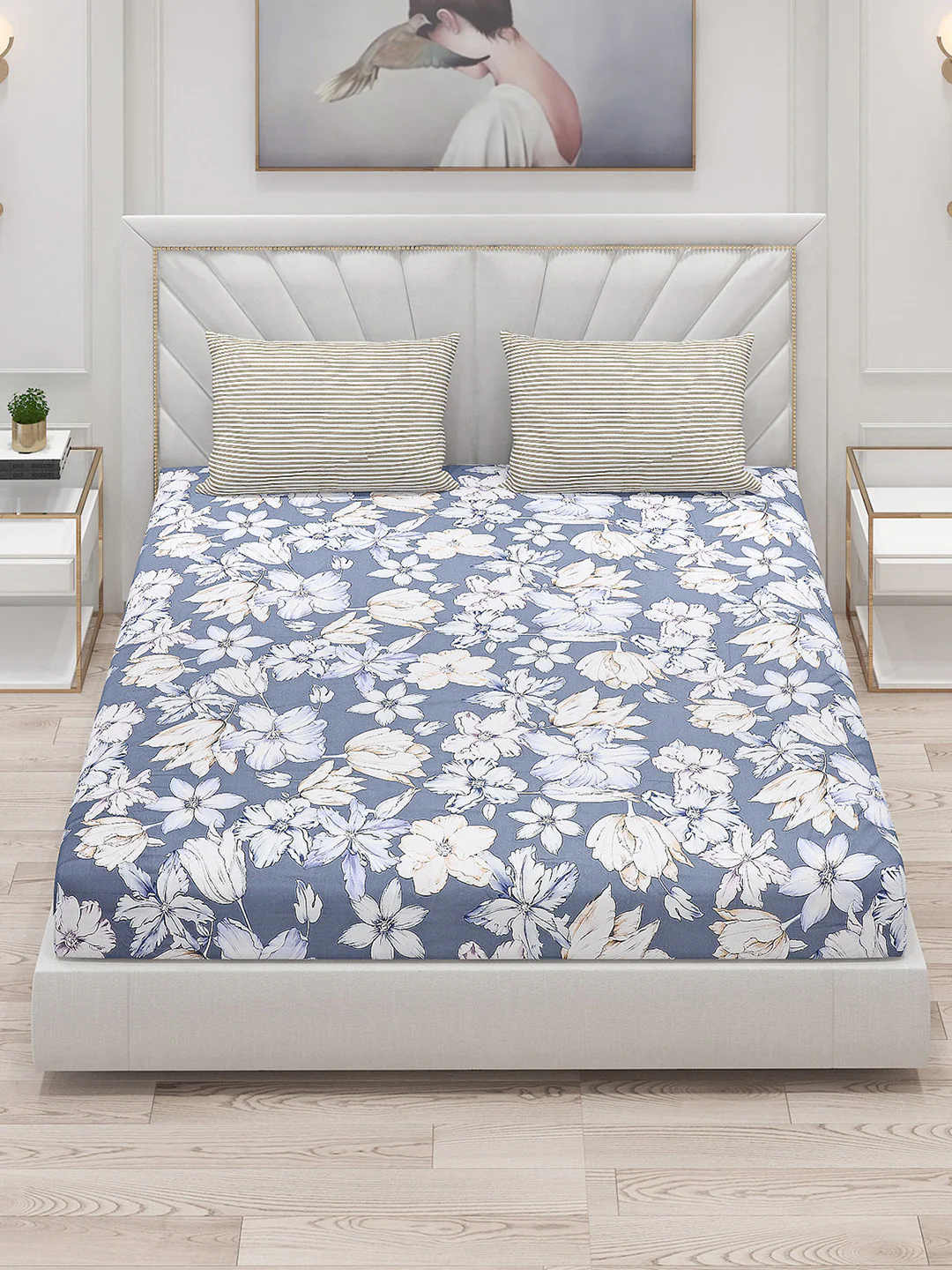 200 TC Cotton Double Bed Bedsheet with 2 Pillow Covers - Image 2