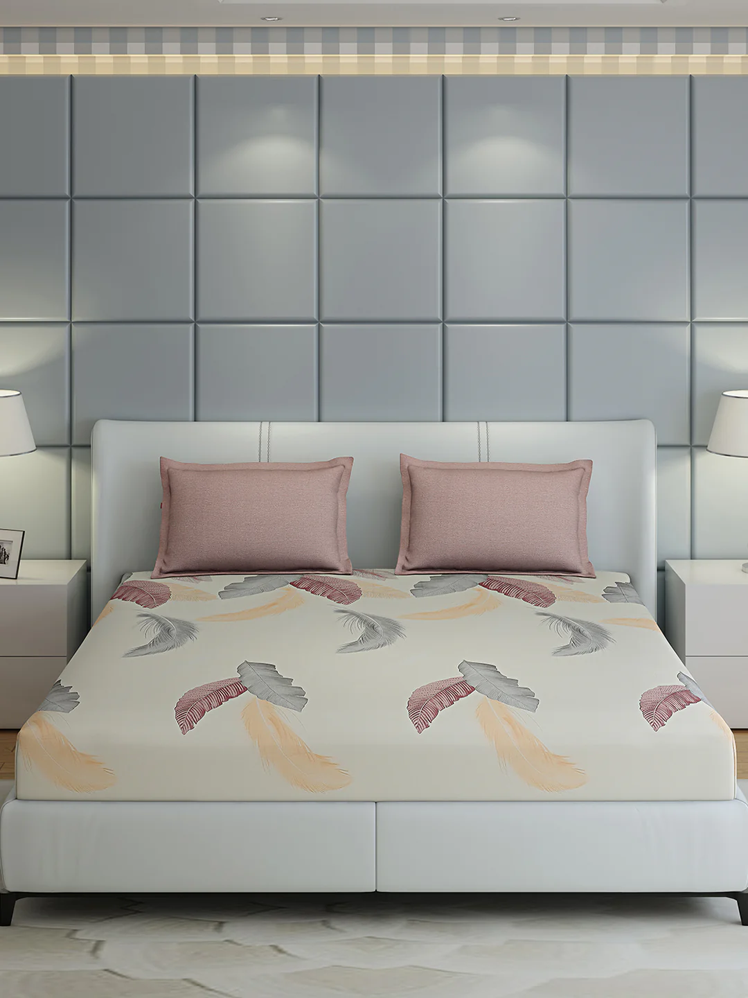 200 TC Cotton Double Bed 1 Bedsheet with 2 Pillow Covers (Ramona) - Image 4