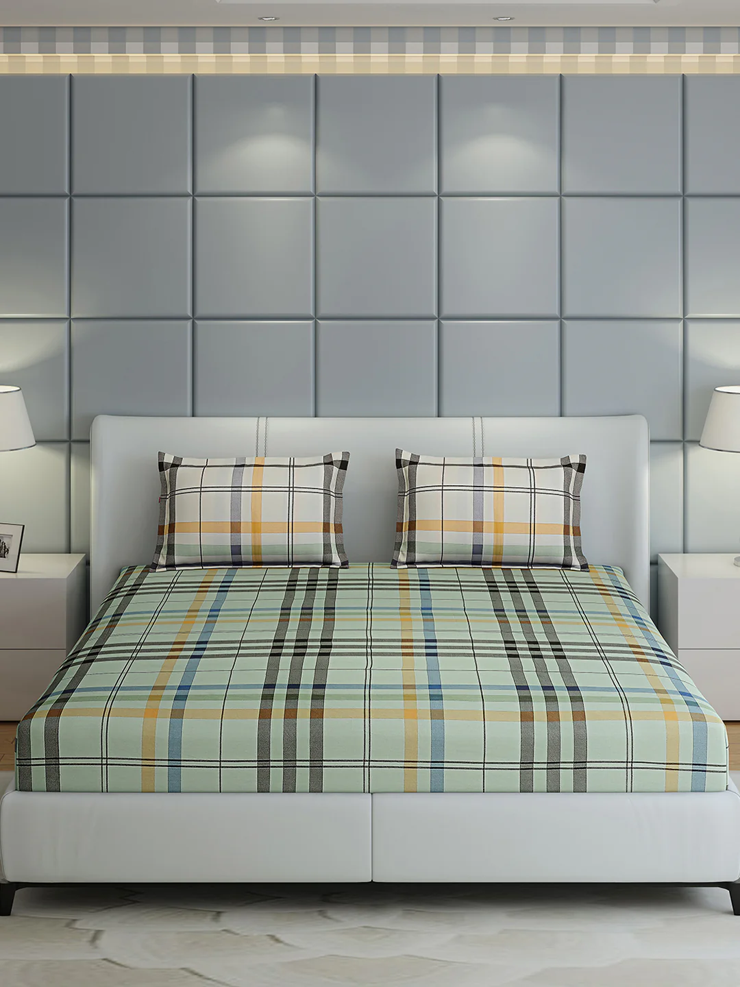 200 TC Cotton Double Bed 1 Bedsheet with 2 Pillow Covers (Ramona) - Image 4