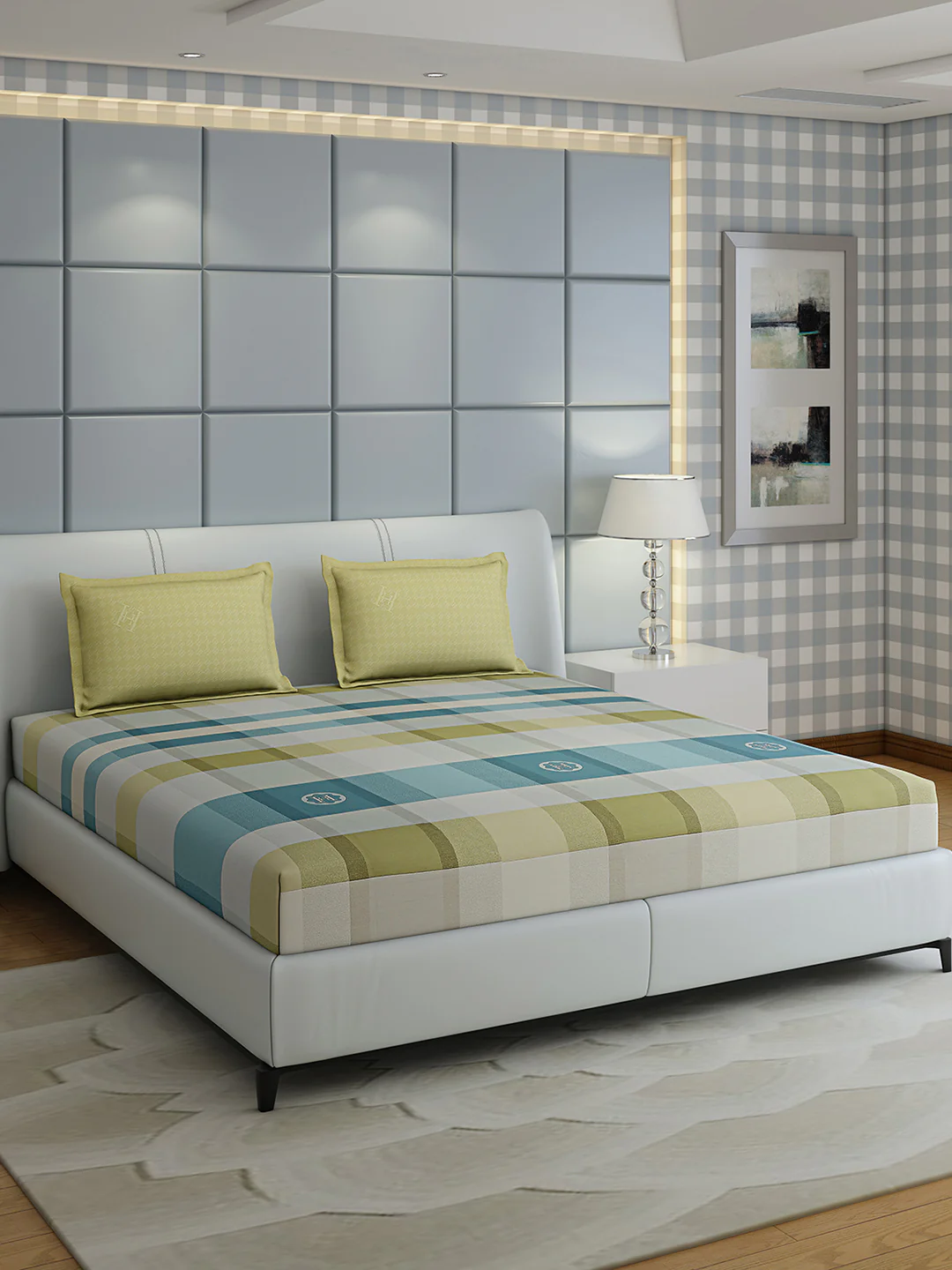 200 TC Cotton Double Bed 1 Bedsheet with 2 Pillow Covers (Ramona) - Image 2