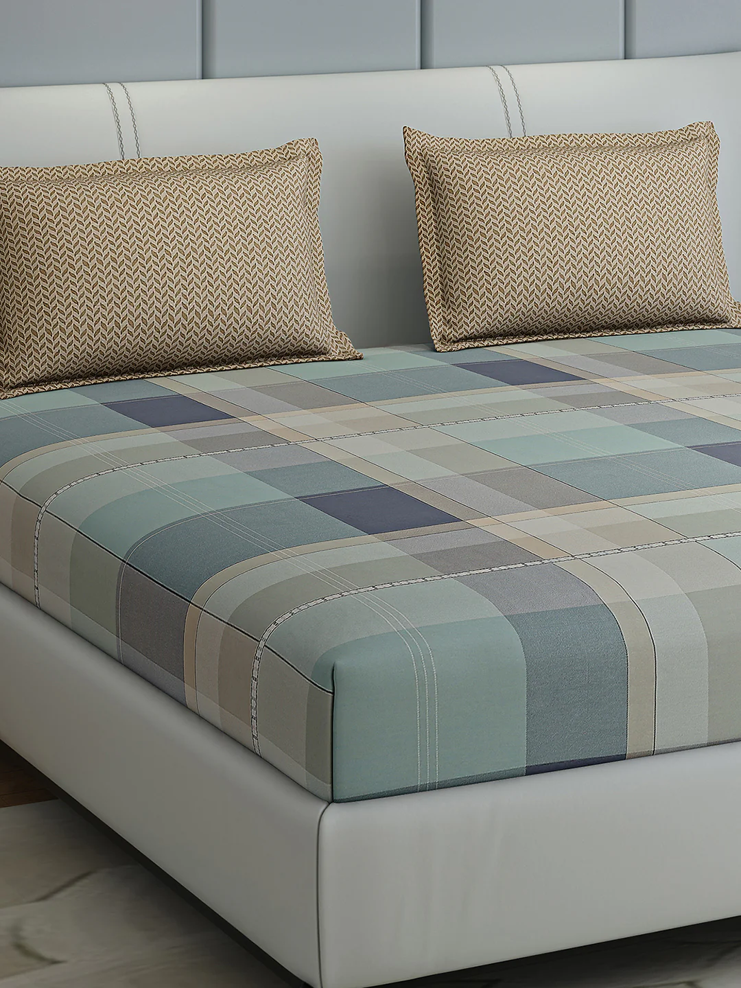 200 TC Cotton Double Bed 1 Bedsheet with 2 Pillow Covers (Ramona) - Image 4