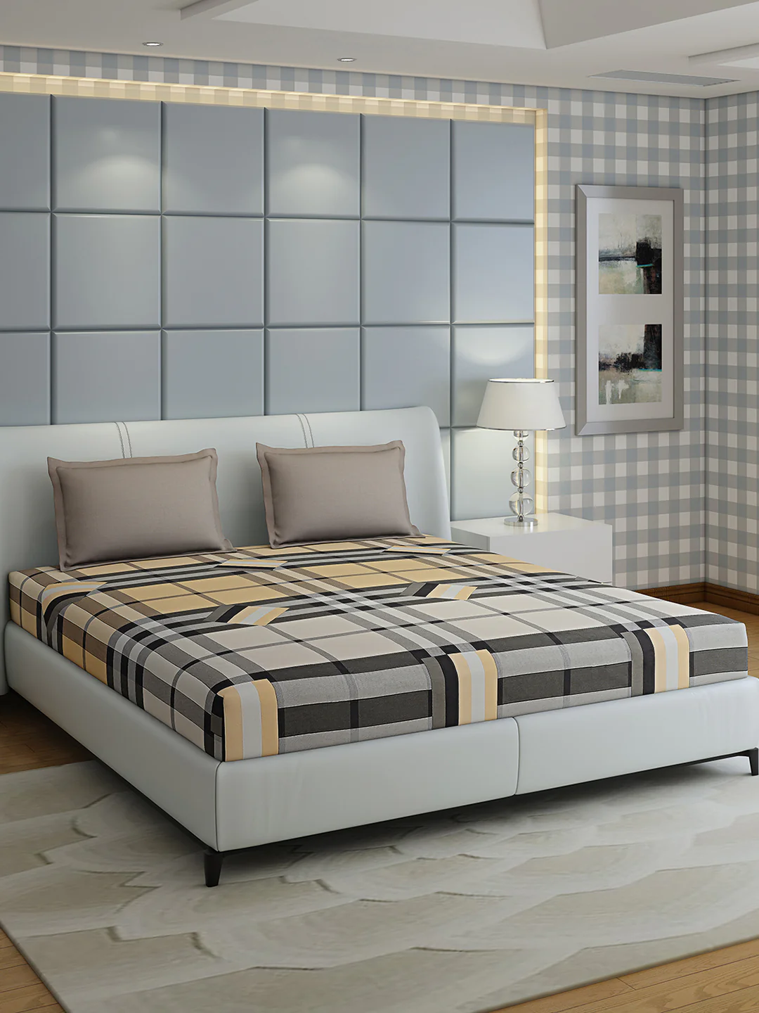 200 TC Cotton Double Bed 1 Bedsheet with 2 Pillow Covers (Ramona) - Image 2