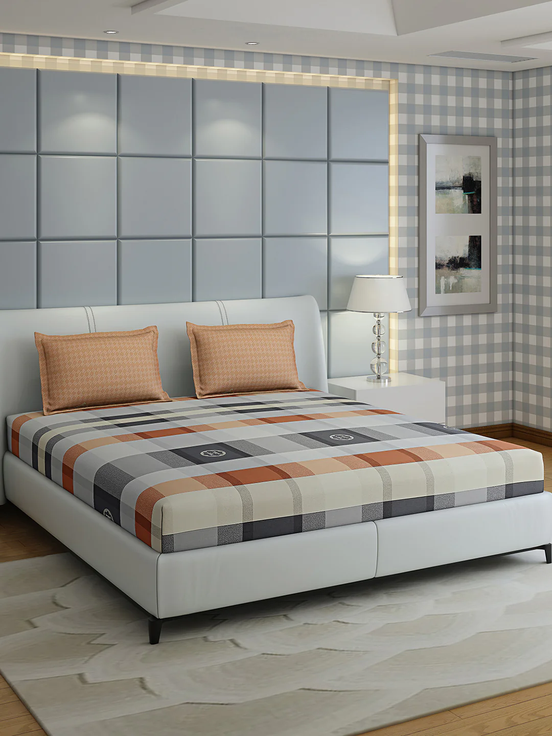 200 TC Cotton Double Bed 1 Bedsheet with 2 Pillow Covers (Ramona) - Image 2