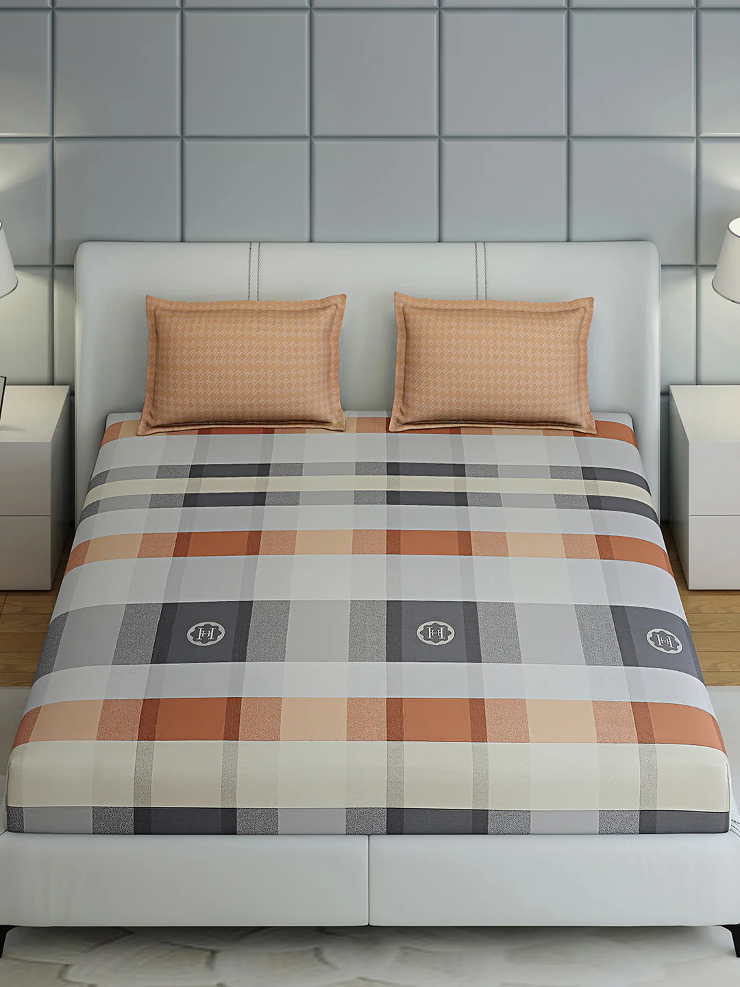 200 TC Cotton Double Bed 1 Bedsheet with 2 Pillow Covers (Ramona) - Image 3