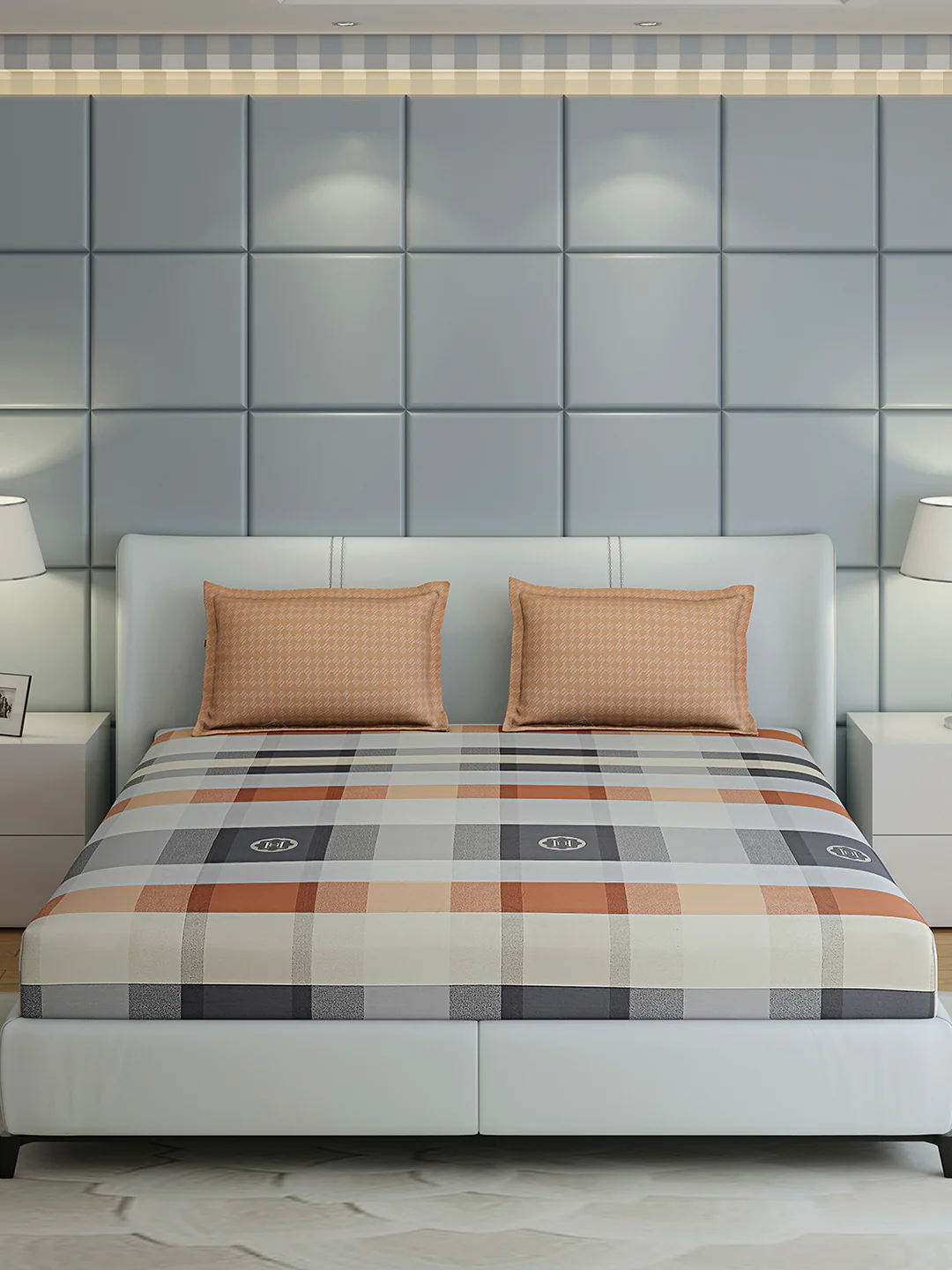 200 TC Cotton Double Bed 1 Bedsheet with 2 Pillow Covers (Ramona) - Image 4
