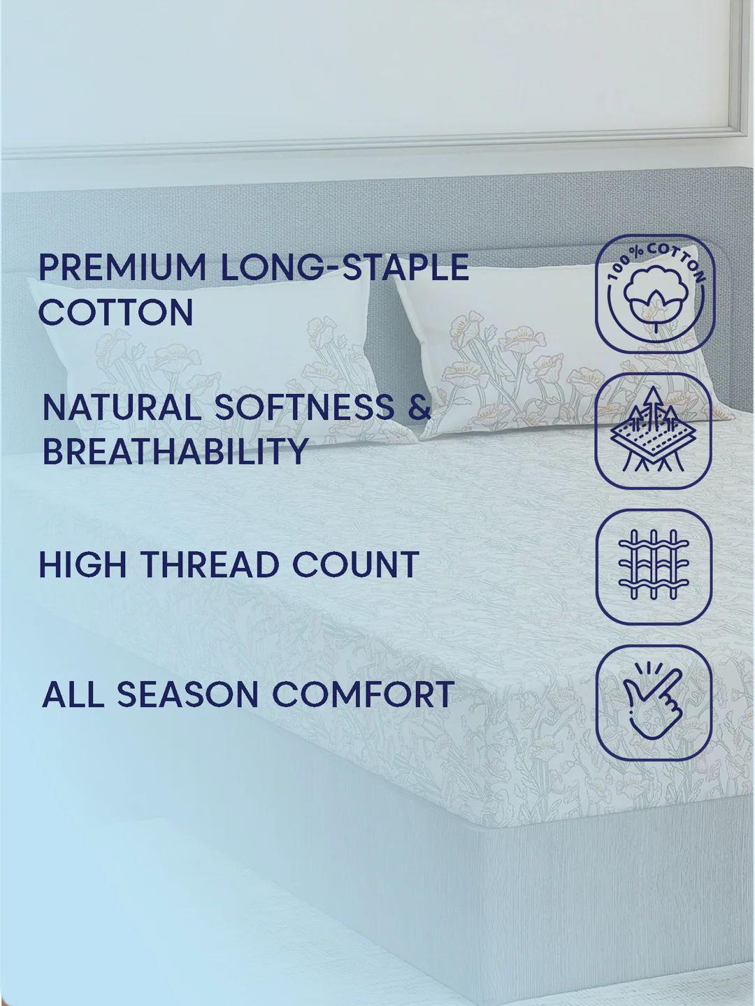 Premium 200 TC Pure Cotton King Size Bedsheet with 2 Pillow Covers Classique Unique Collection - Image 9
