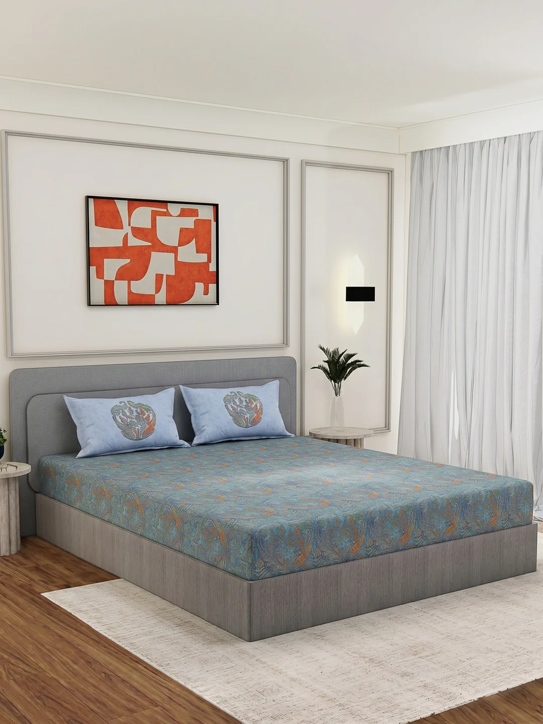 Premium 200 TC Pure Cotton King Size Bedsheet with 2 Pillow Covers Classique Unique Collection - Image 2