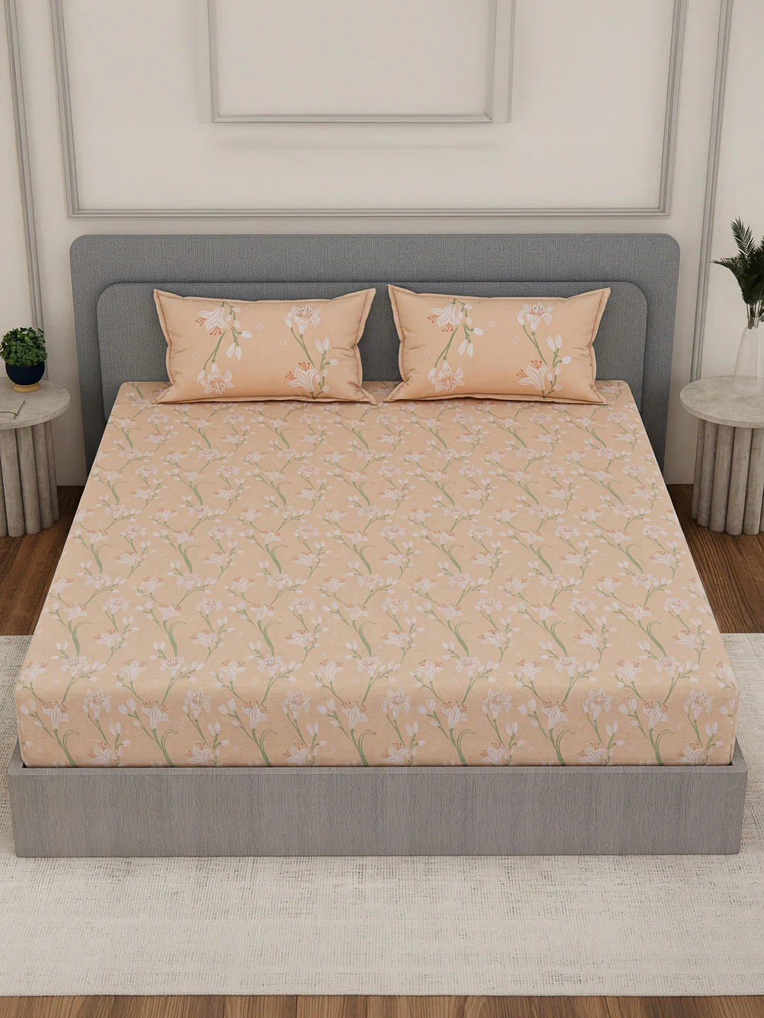 Premium 200 TC Pure Cotton King Size Bedsheet with 2 Pillow Covers Classique Unique Collection - Image 4