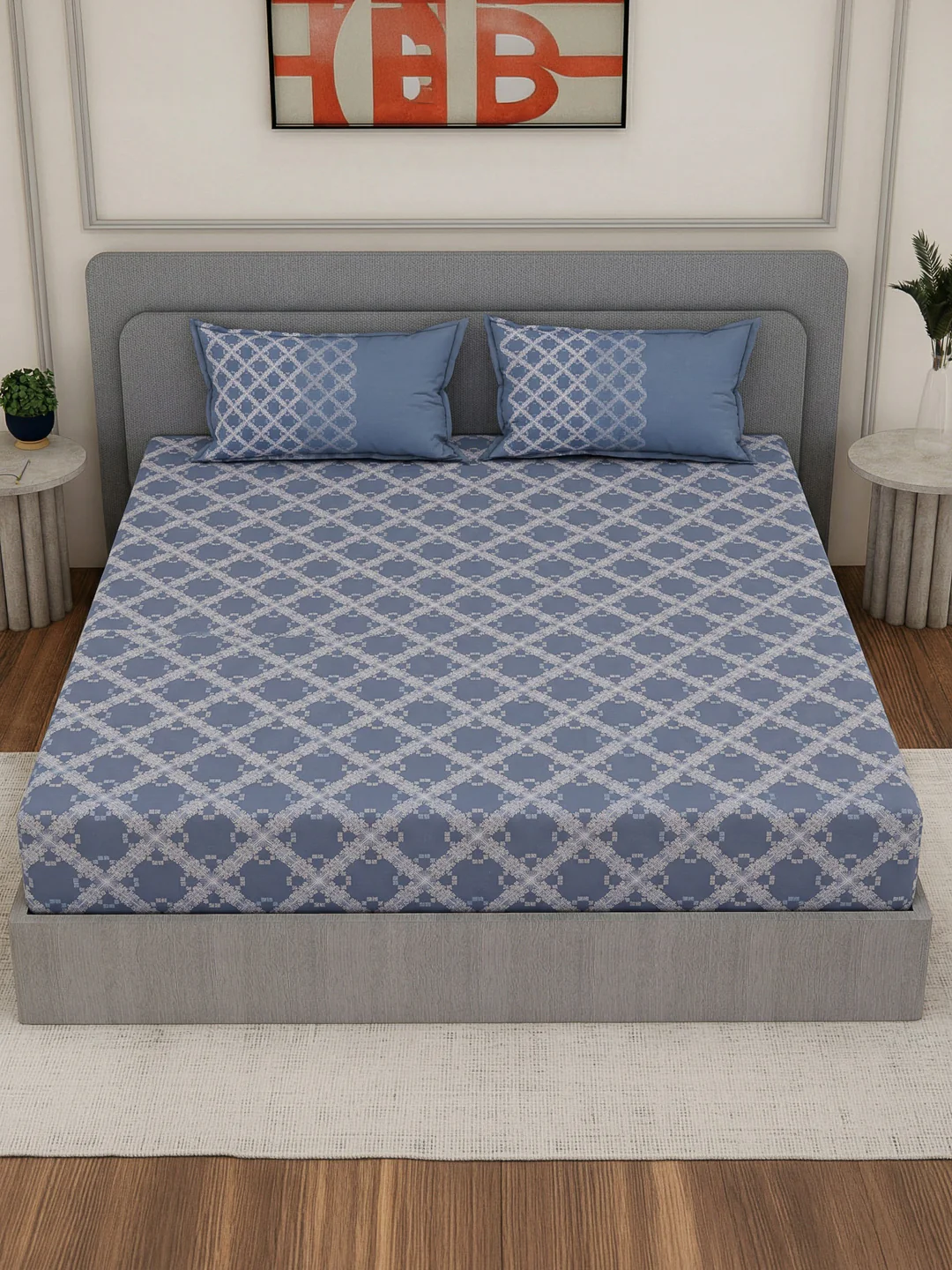 Premium 200 TC Pure Cotton King Size Bedsheet with 2 Pillow Covers Classique Unique Collection - Image 4