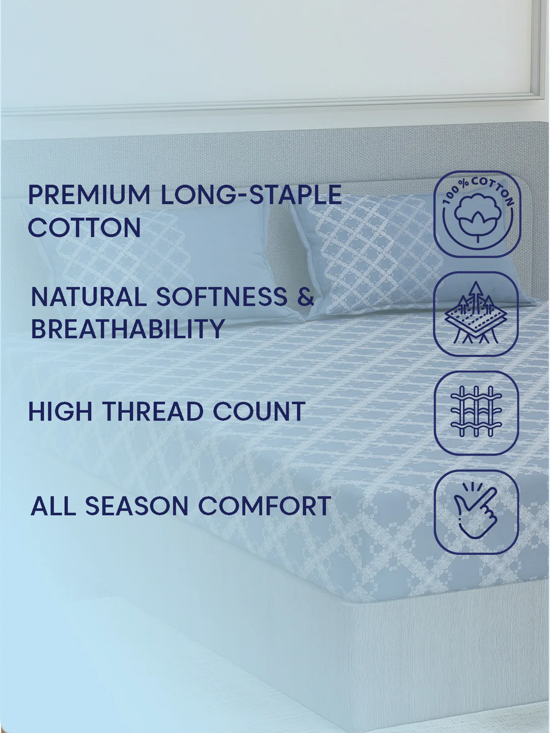 Premium 200 TC Pure Cotton King Size Bedsheet with 2 Pillow Covers Classique Unique Collection - Image 9
