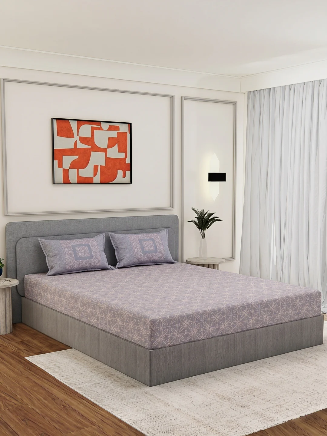 Premium 200 TC Pure Cotton King Size Bedsheet with 2 Pillow Covers Classique Unique Collection - Image 2