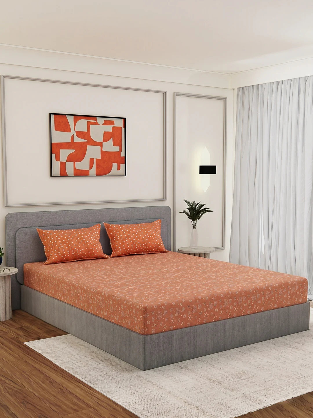 Premium 200 TC Pure Cotton King Size Bedsheet with 2 Pillow Covers Classique Unique Collection - Image 2