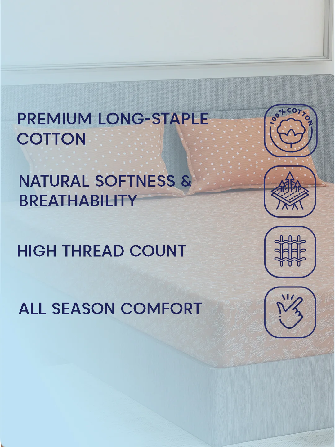 Premium 200 TC Pure Cotton King Size Bedsheet with 2 Pillow Covers Classique Unique Collection - Image 9