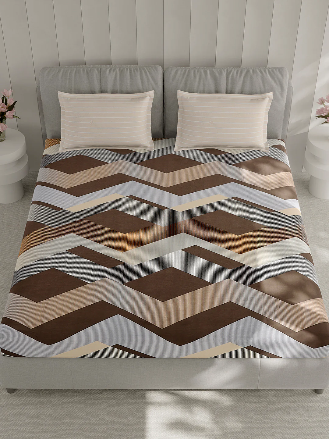 210 TC Cotton Double Bed 1 Bedsheet with 2 Pillow Covers (Ramona) - Image 2