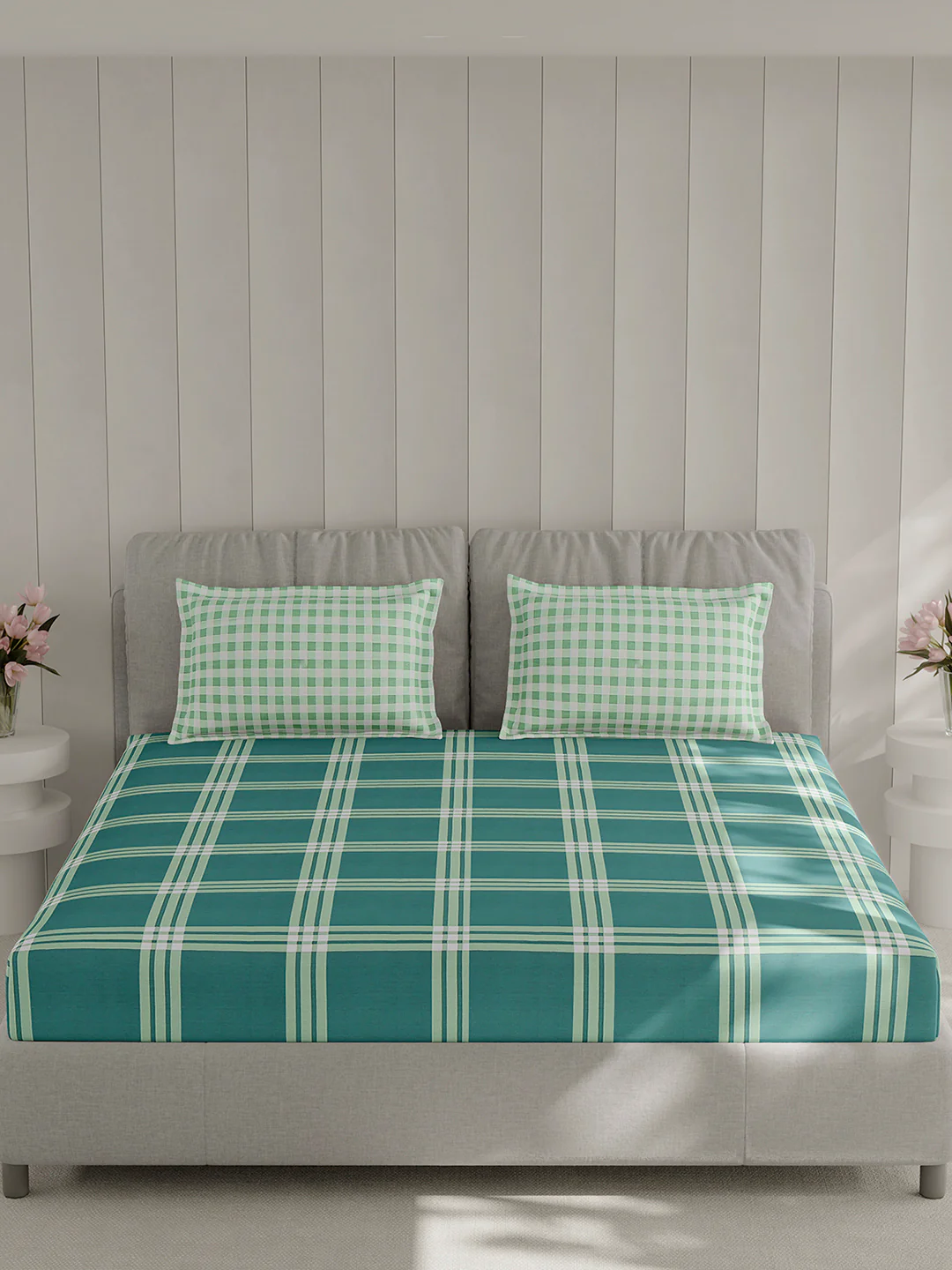 210 TC Cotton Double Bed 1 Bedsheet with 2 Pillow Covers (Ramona) - Image 3