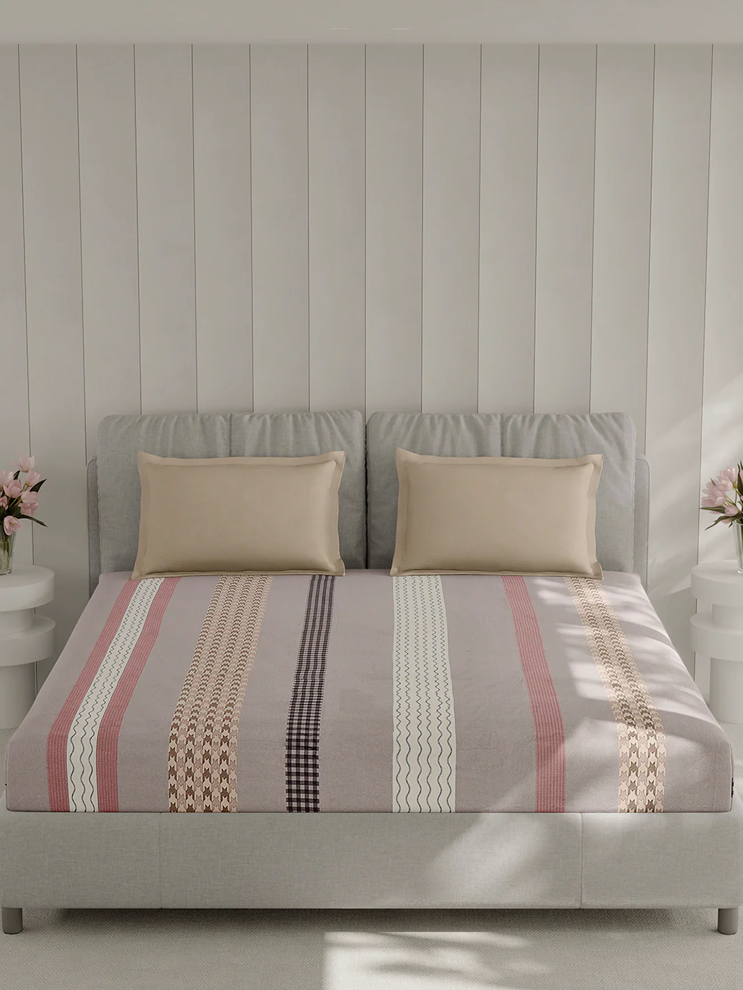 210 TC Cotton Double Bed 1 Bedsheet with 2 Pillow Covers (Ramona) - Image 3
