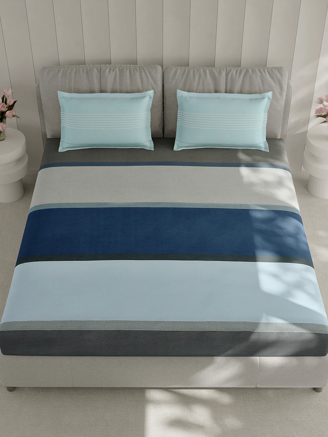 210 TC Cotton Double Bed 1 Bedsheet with 2 Pillow Covers (Ramona) - Image 2