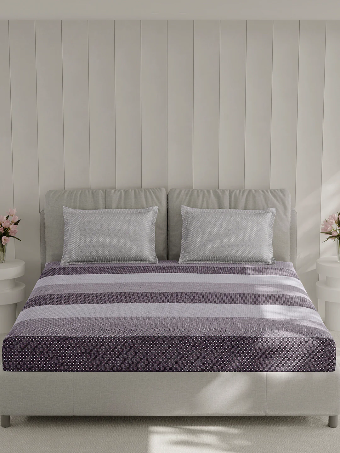 210 TC Cotton Double Bed 1 Bedsheet with 2 Pillow Covers (Ramona) - Image 3