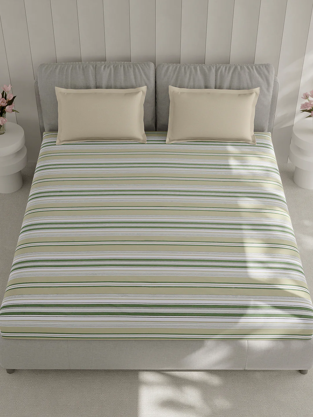 210 TC Cotton Double Bed 1 Bedsheet with 2 Pillow Covers (Ramona) - Image 2