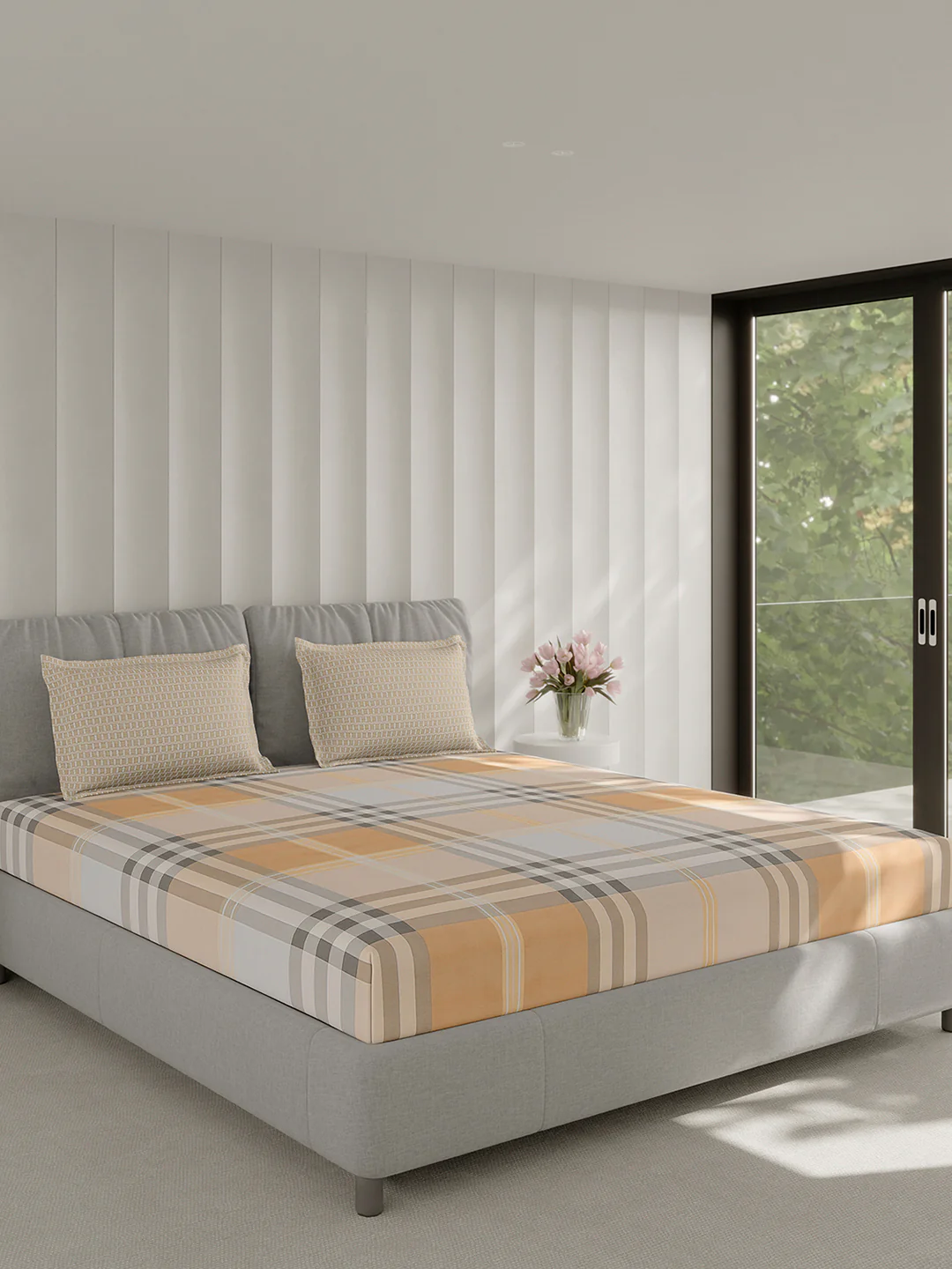 210 TC Cotton Double Bed 1 Bedsheet with 2 Pillow Covers (Ramona) - Image 4