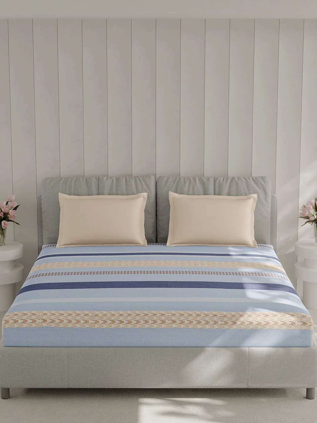 210 TC Cotton Double Bed 1 Bedsheet with 2 Pillow Covers (Ramona) - Image 3