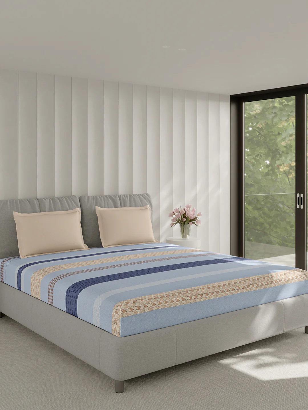 210 TC Cotton Double Bed 1 Bedsheet with 2 Pillow Covers (Ramona) - Image 4