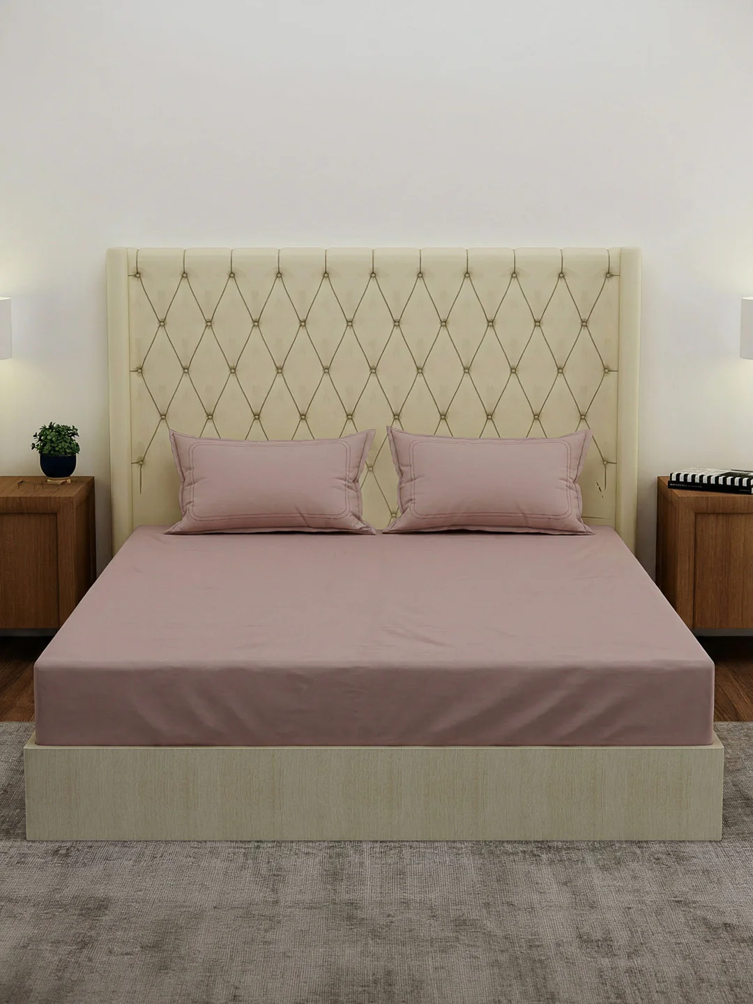Premium 210 TC Pure Cotton King Size Bedsheet with 2 Pillow Covers Classique Casa Solids Collection - Image 3