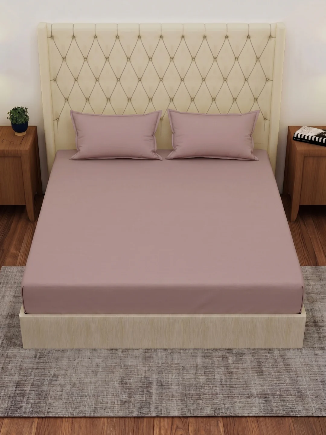 Premium 210 TC Pure Cotton King Size Bedsheet with 2 Pillow Covers Classique Casa Solids Collection - Image 4