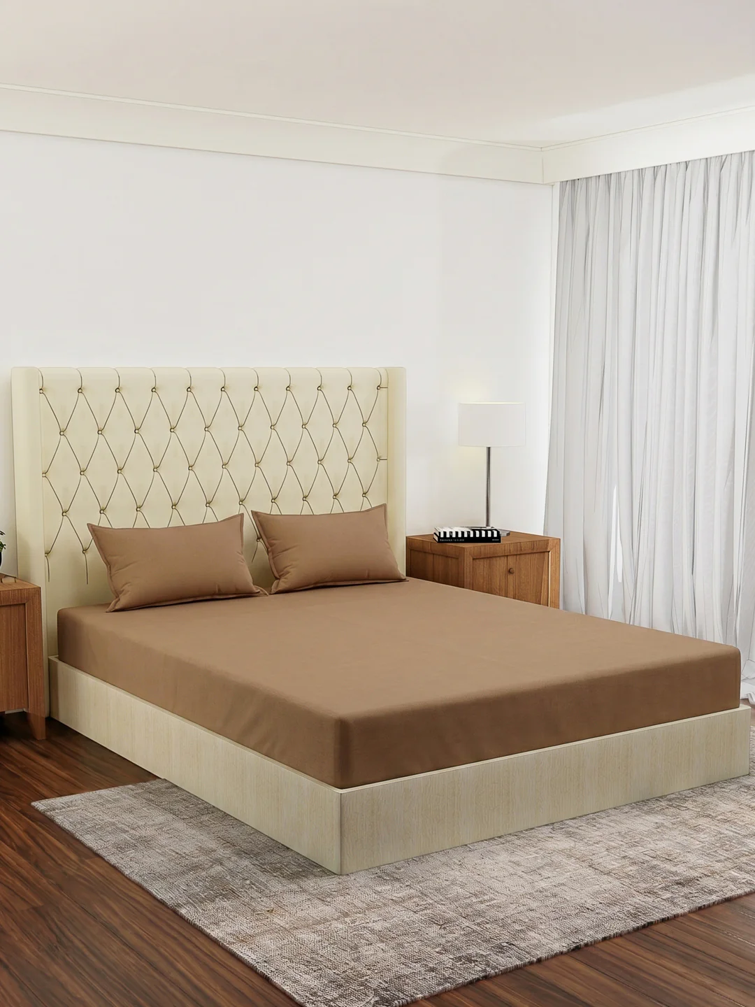 Premium 210 TC Pure Cotton King Size Bedsheet with 2 Pillow Covers Classique Casa Solids Collection - Image 2