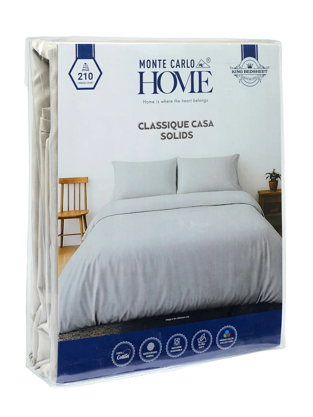 Premium 210 TC Pure Cotton King Size Bedsheet with 2 Pillow Covers Classique Casa Solids Collection - Image 11