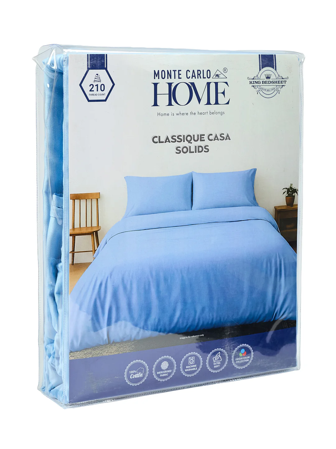 Premium 210 TC Pure Cotton King Size Bedsheet with 2 Pillow Covers Classique Casa Solids Collection - Image 11