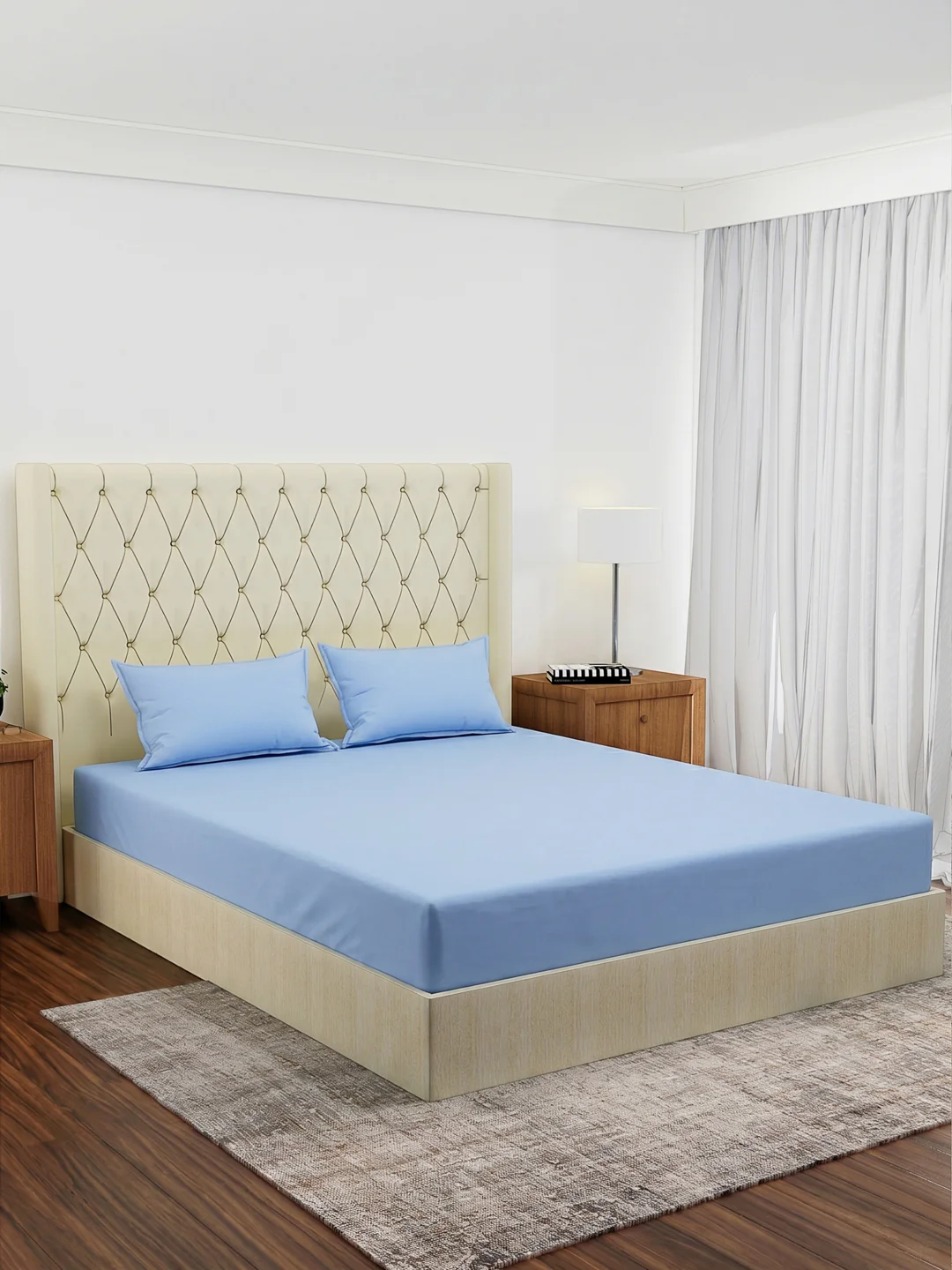 Premium 210 TC Pure Cotton King Size Bedsheet with 2 Pillow Covers Classique Casa Solids Collection - Image 2