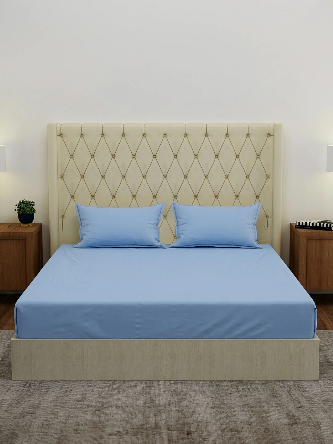 Premium 210 TC Pure Cotton King Size Bedsheet with 2 Pillow Covers Classique Casa Solids Collection - Image 3