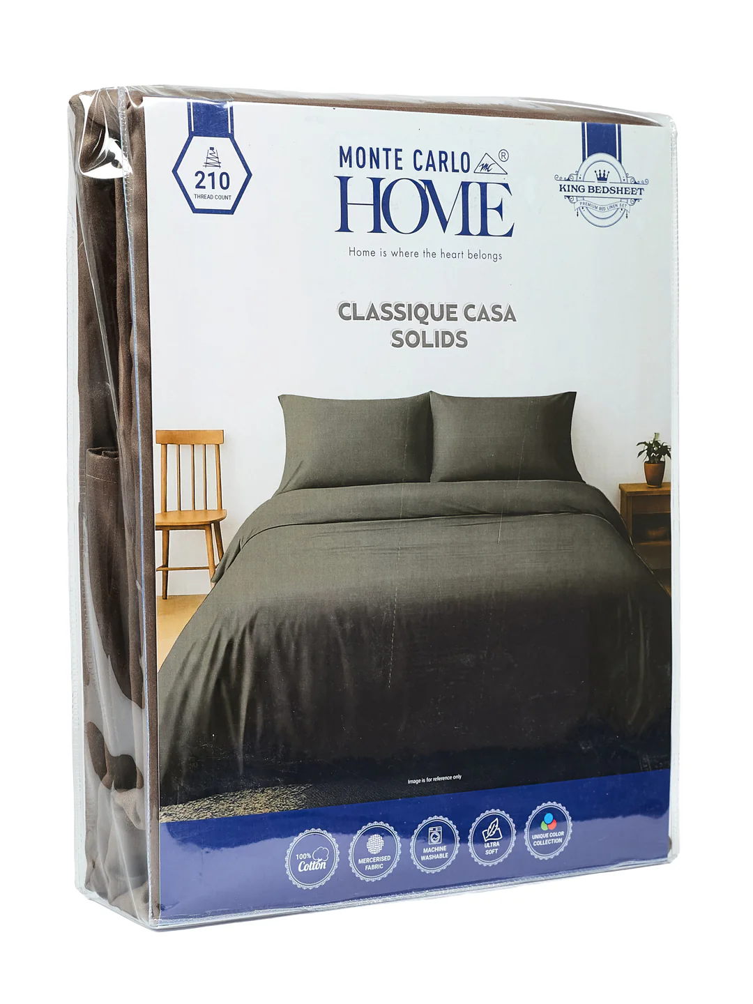 Premium 210 TC Pure Cotton King Size Bedsheet with 2 Pillow Covers Classique Casa Solids Collection - Image 11