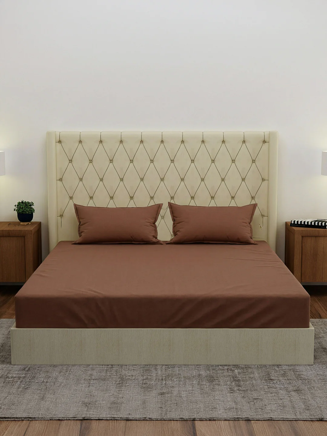Premium 210 TC Pure Cotton King Size Bedsheet with 2 Pillow Covers Classique Casa Solids Collection - Image 3