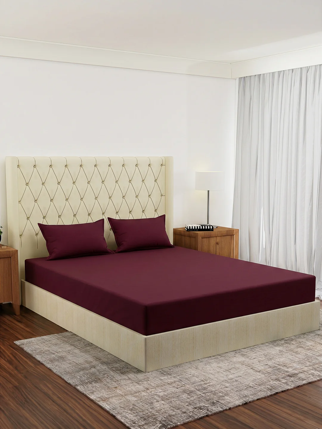 Premium 210 TC Pure Cotton King Size Bedsheet with 2 Pillow Covers Classique Casa Solids Collection - Image 2