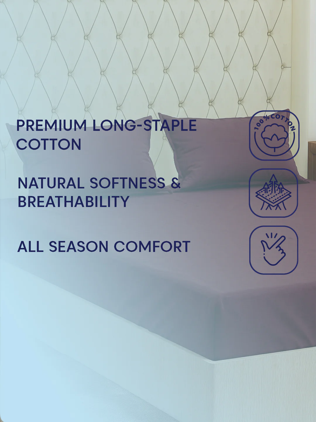 Premium 210 TC Pure Cotton King Size Bedsheet with 2 Pillow Covers Classique Casa Solids Collection - Image 9