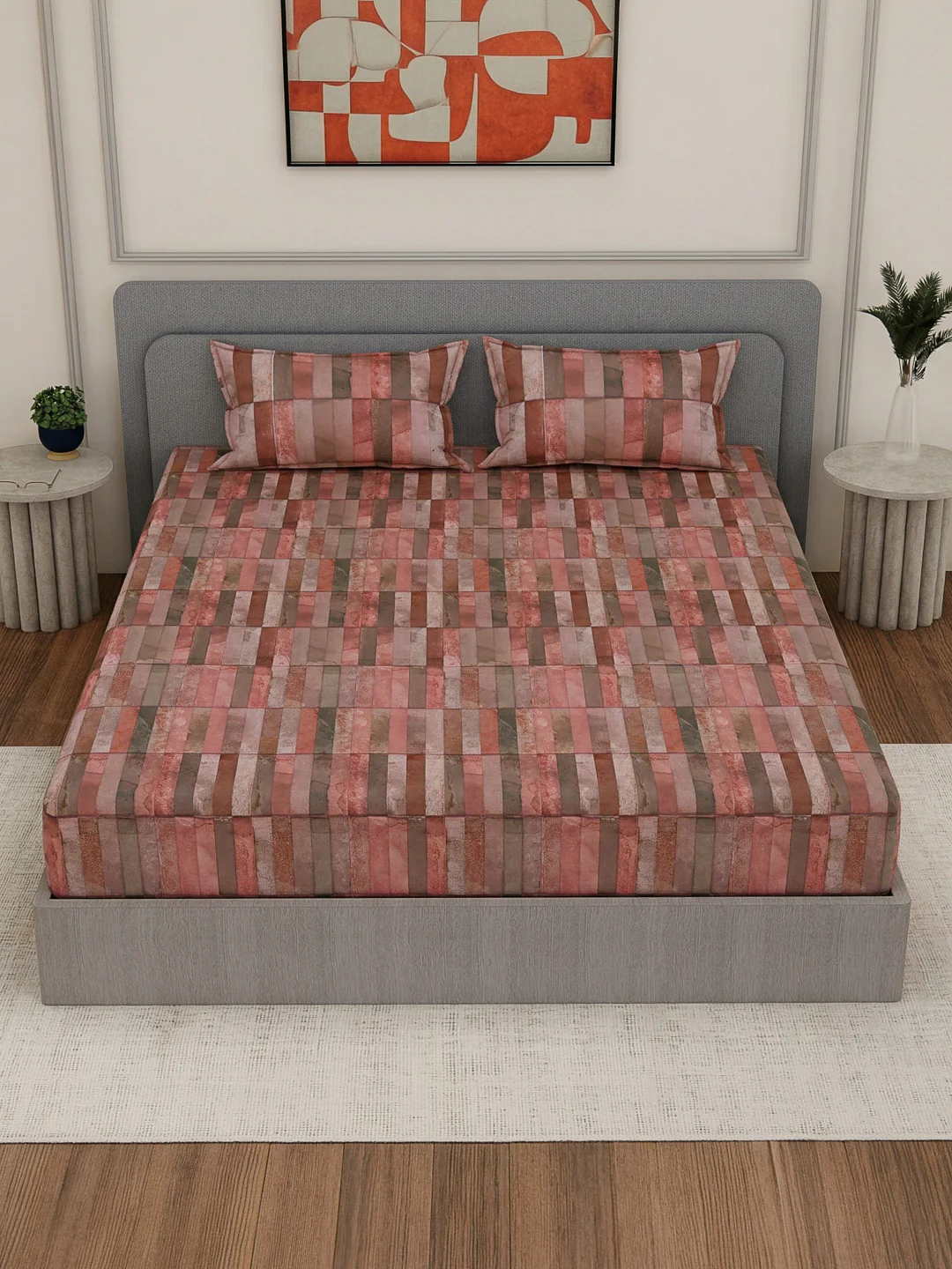 Premium 210 TC Pure Cotton King Size Bedsheet with 2 Pillow Covers Classique Mosaic Collection - Image 4