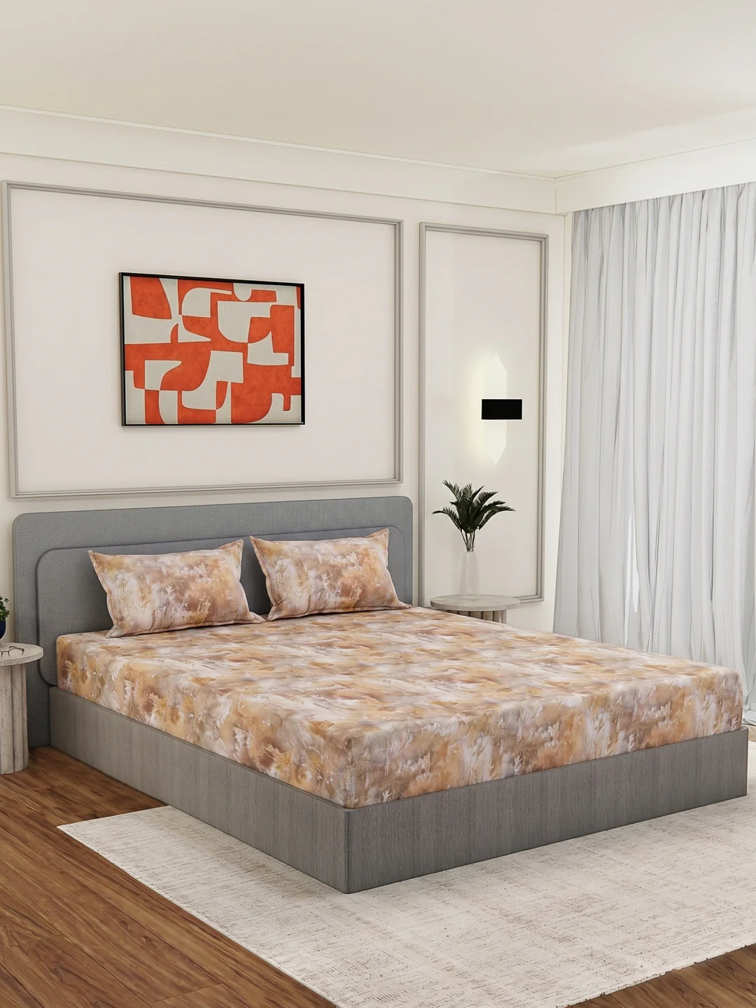 Premium 210 TC Pure Cotton King Size Bedsheet with 2 Pillow Covers Classique Mosaic Collection - Image 2