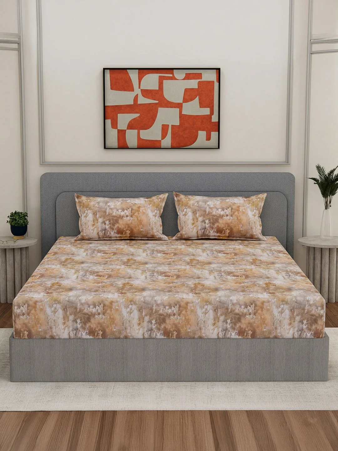 Premium 210 TC Pure Cotton King Size Bedsheet with 2 Pillow Covers Classique Mosaic Collection - Image 3