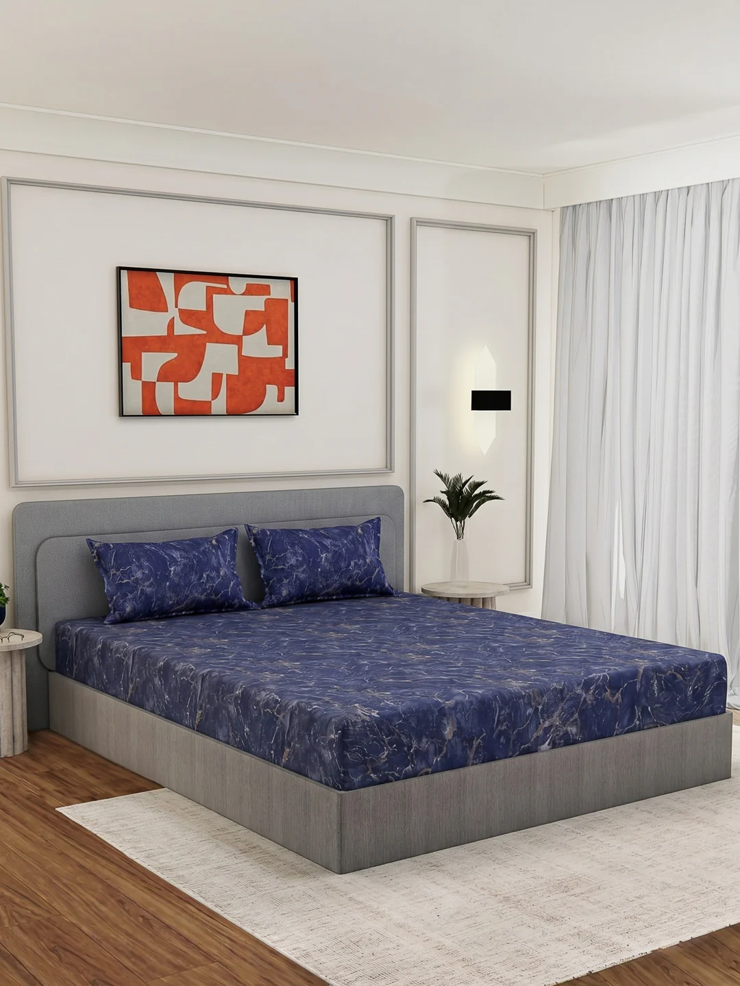 Premium 210 TC Pure Cotton King Size Bedsheet with 2 Pillow Covers Classique Mosaic Collection - Image 2