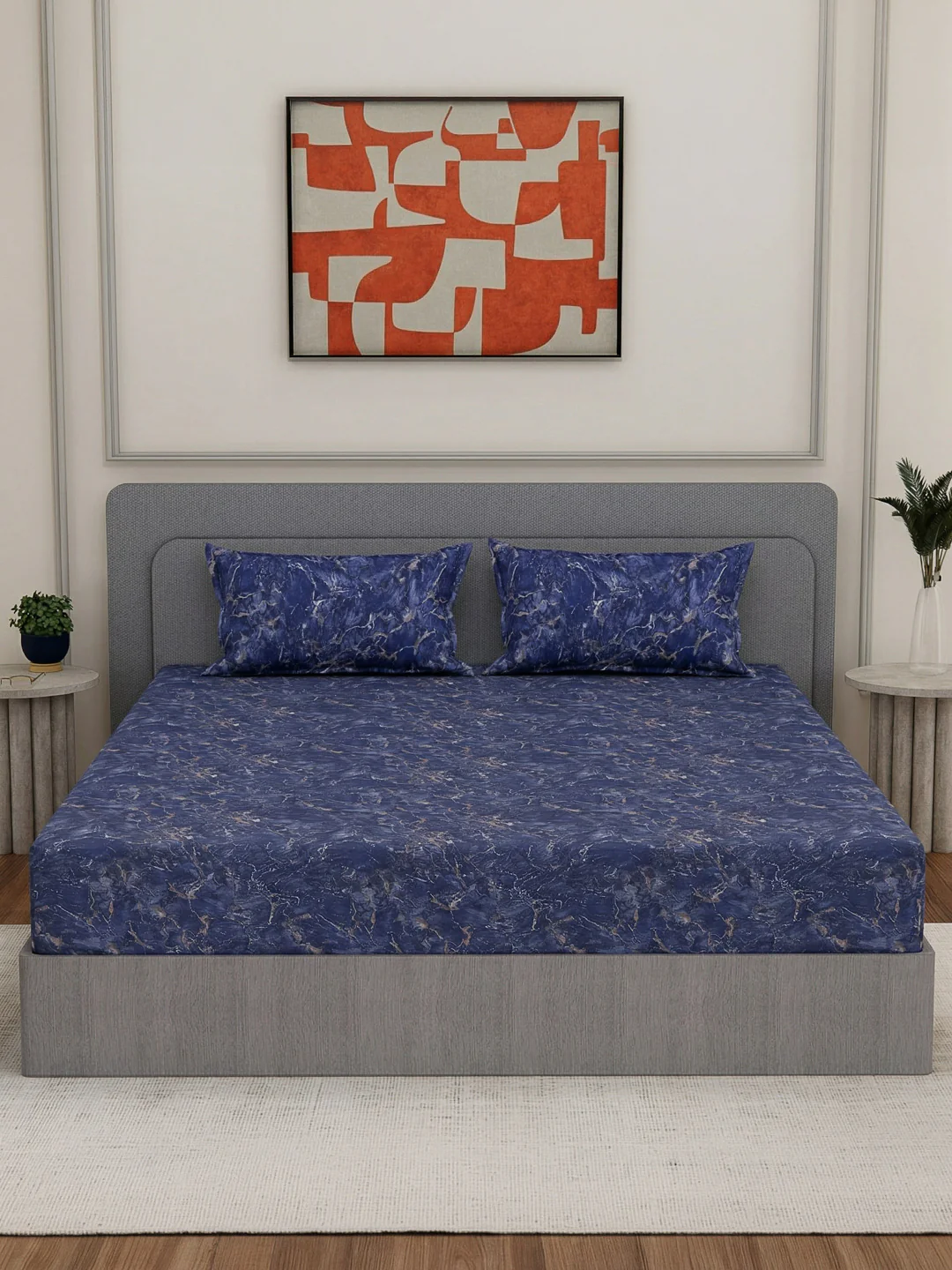 Premium 210 TC Pure Cotton King Size Bedsheet with 2 Pillow Covers Classique Mosaic Collection - Image 3