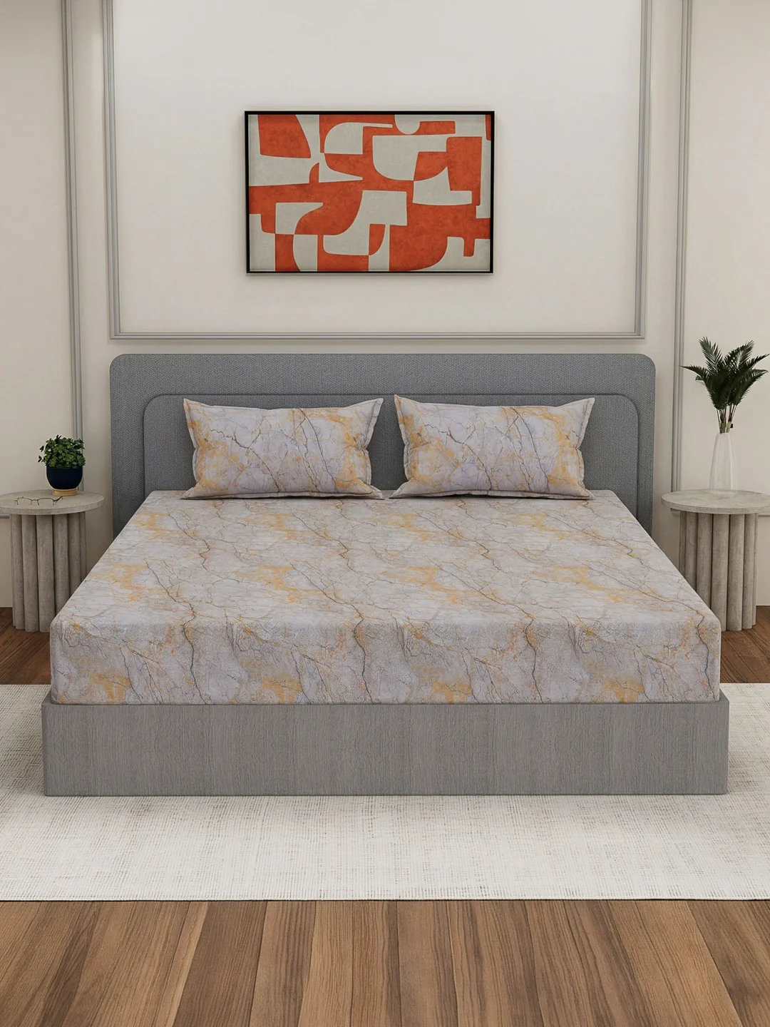Premium 210 TC Pure Cotton King Size Bedsheet with 2 Pillow Covers Classique Mosaic Collection - Image 3