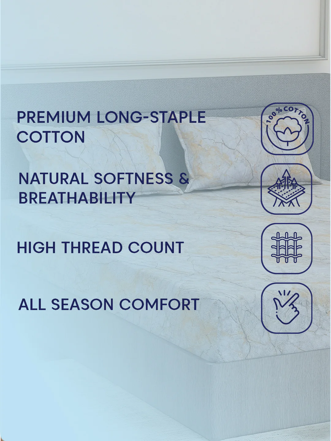 Premium 210 TC Pure Cotton King Size Bedsheet with 2 Pillow Covers Classique Mosaic Collection - Image 9