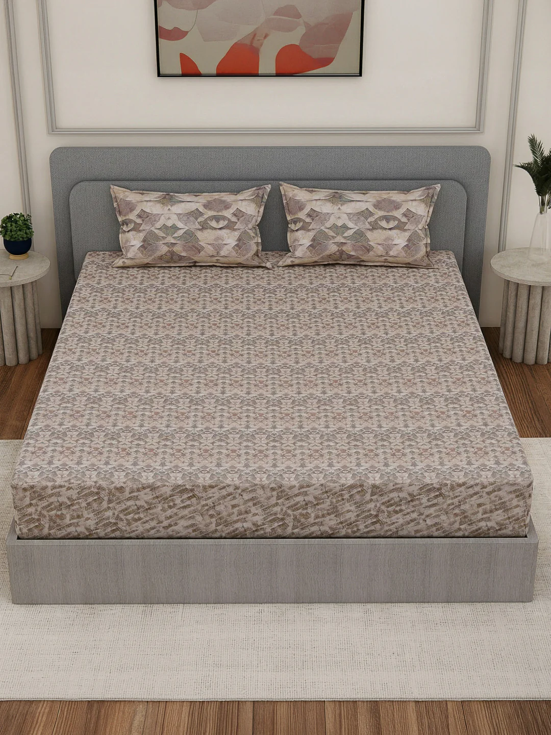 Premium 210 TC Pure Cotton King Size Bedsheet with 2 Pillow Covers Classique Mosaic Collection - Image 4