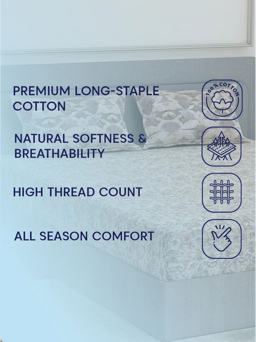Premium 210 TC Pure Cotton King Size Bedsheet with 2 Pillow Covers Classique Mosaic Collection - Image 9