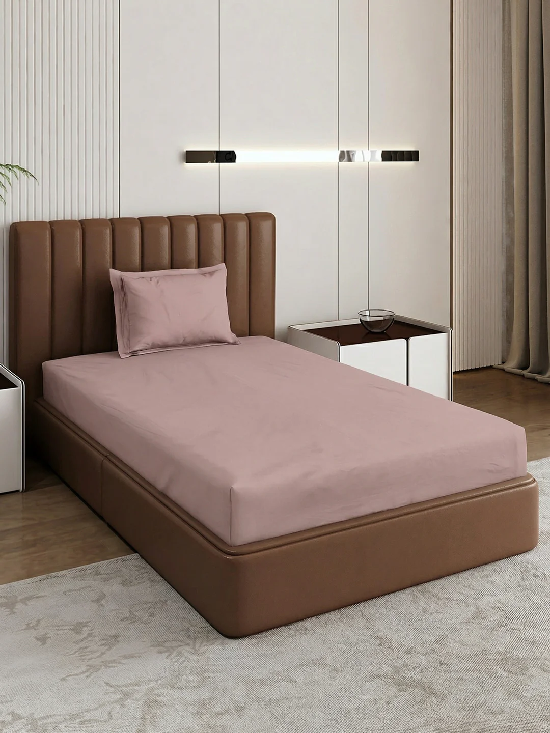 Premium 210 TC Pure Cotton Single Bed Bedsheet with 1 Pillow Cover Classique Casa Solids Collection - Image 2