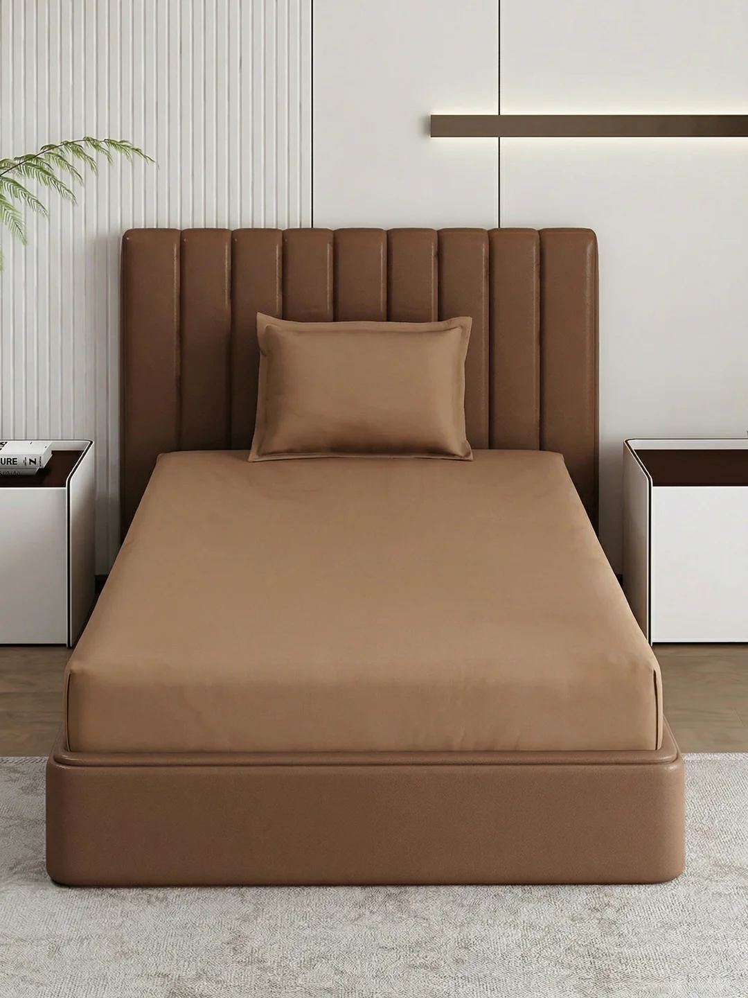 Premium 210 TC Pure Cotton Single Bed Bedsheet with 1 Pillow Cover Classique Casa Solids Collection - Image 3